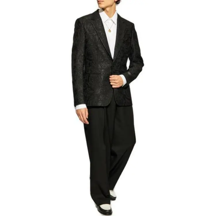 VERSACE Metallic Paisley Single Breasted Tailored Blazer-1