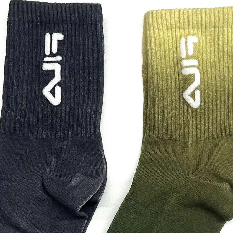 FILA Mid-Calf Socks Men's 3 Pack Lace Khaki Water Blue Gray Light Orange-1