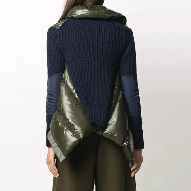 Sacai FW21 Solid Color Lapel Puffer Jacket Women's Green-3
