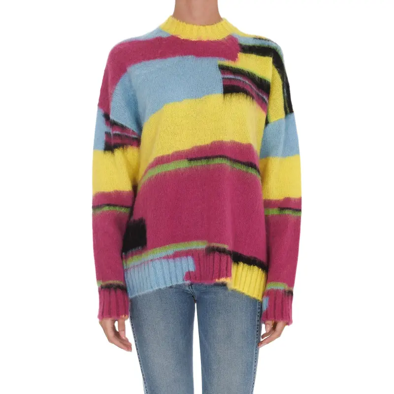 MSGM Geometric Print Crewneck Knit Sweater-4
