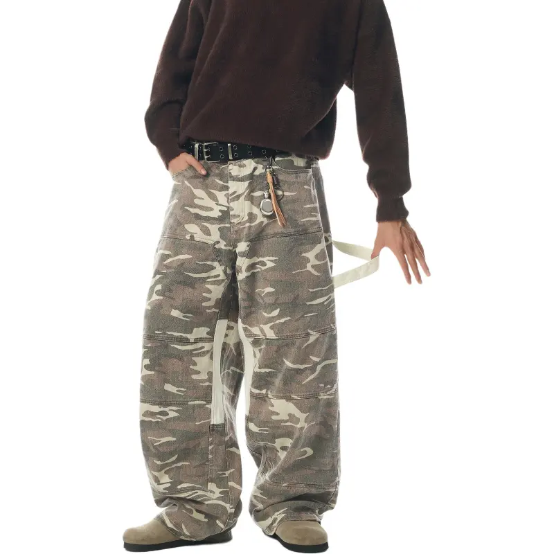 JHYQ Casual Pants Unisex Pink Gray Camouflage-2