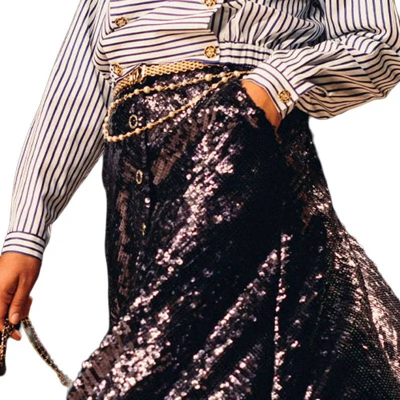 CHANEL Casual Long Skirts Women's Black-2