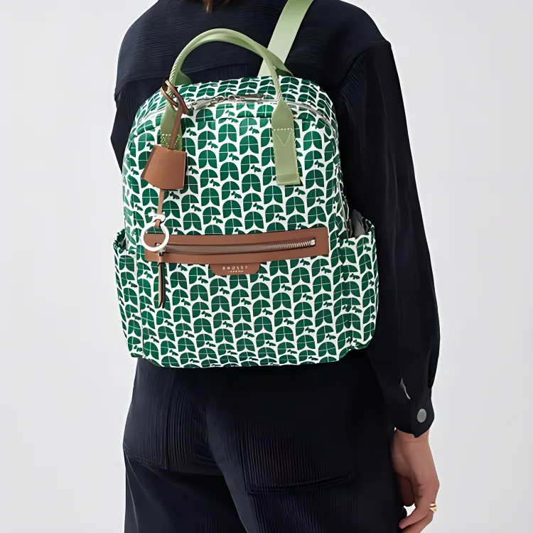 RADLEY Nylon Carry Backpack Medium Size Women's Monogram Green-4