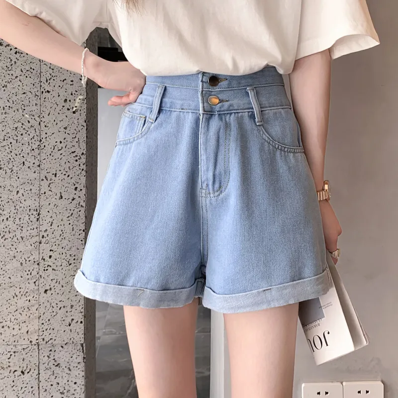 JEANSWEST Denim Shorts Summer Women's Light Blue-4