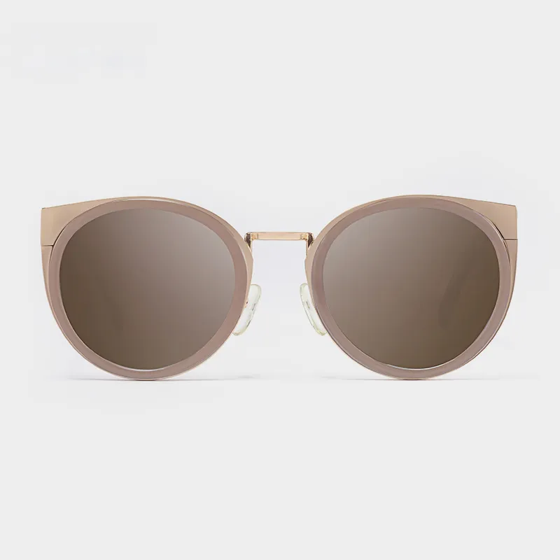 Fakeme Metal Round Sunglasses Unisex Milk Tea-2