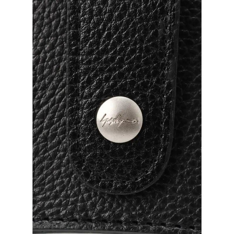 Yohji Yamamoto Cow Leather Happy Shoulder Crossbody Eyeglass Pouch Small Size Unisex Black-5