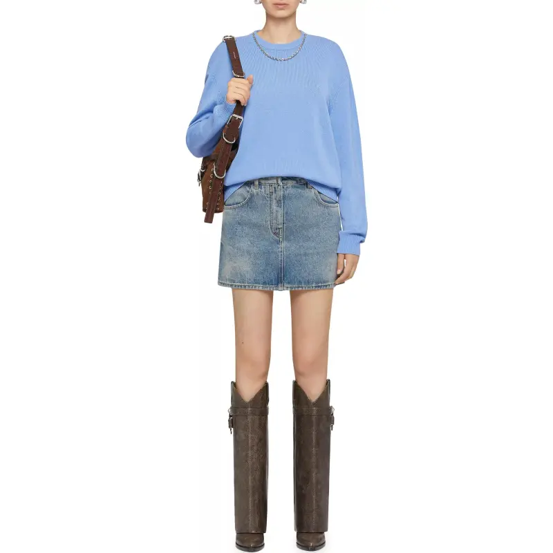 Givenchy Chain Detailed Mini Denim Skirt 'Medium Blue'-1