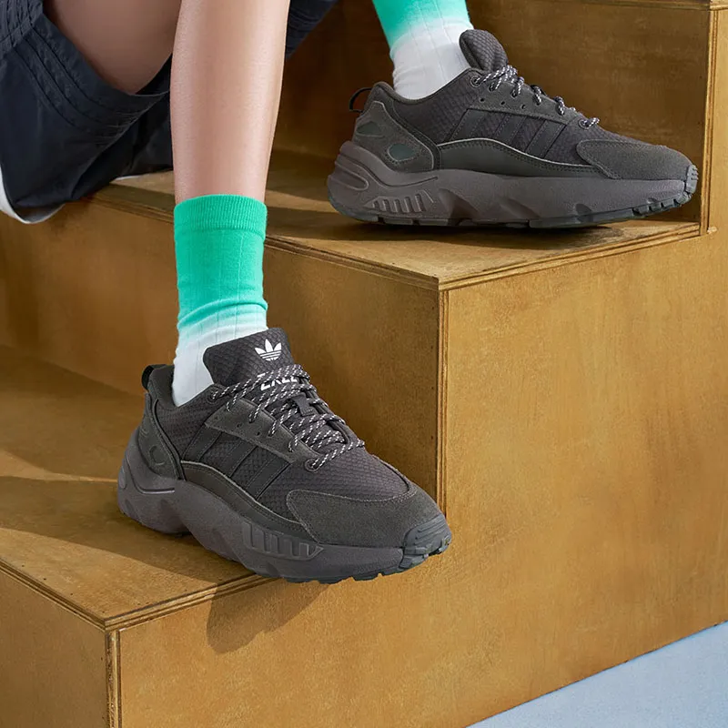 Adidas Originals ZX 22 Slip Resistant Cushioning Abrasion Resistant Low Top Kids Lifestyle Shoes Dark Green Teenagers-1