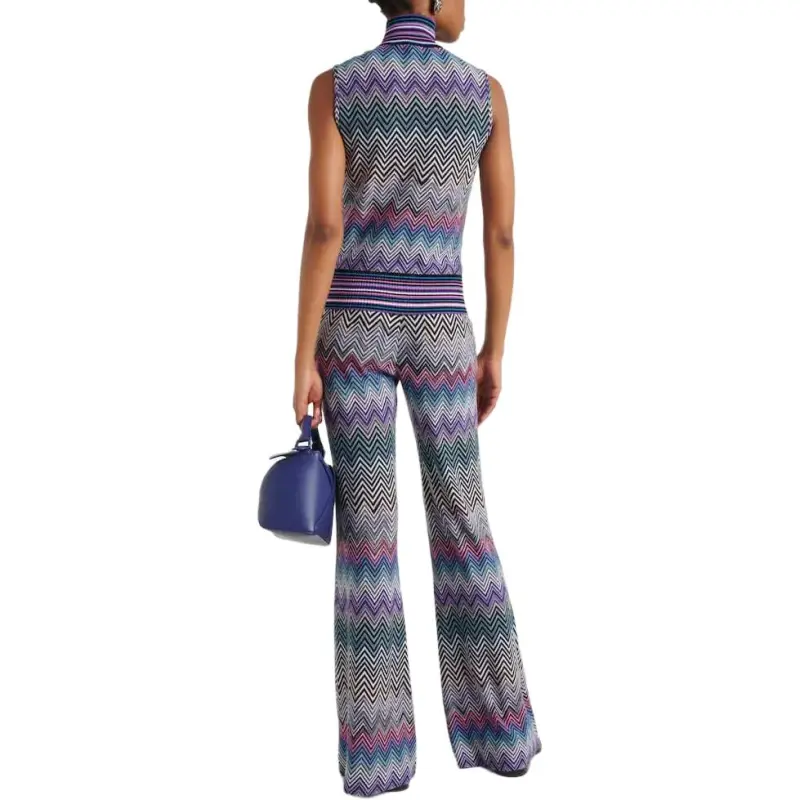 MISSONI Zigzag Woven Turtleneck Tank Top-4