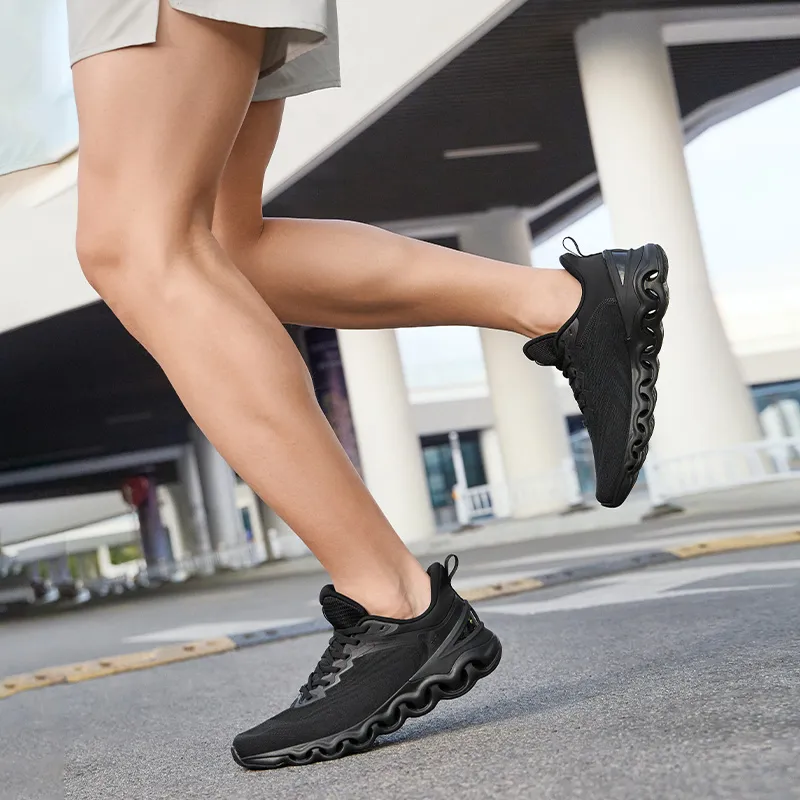 361° Cushioned Wear Resistant Breathable Low Top Running Shoes Men's Black-8