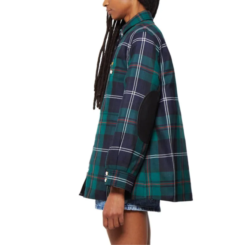 Burberry Embroidered Logo Check Overshirt 'Dark Viridian Green'-4