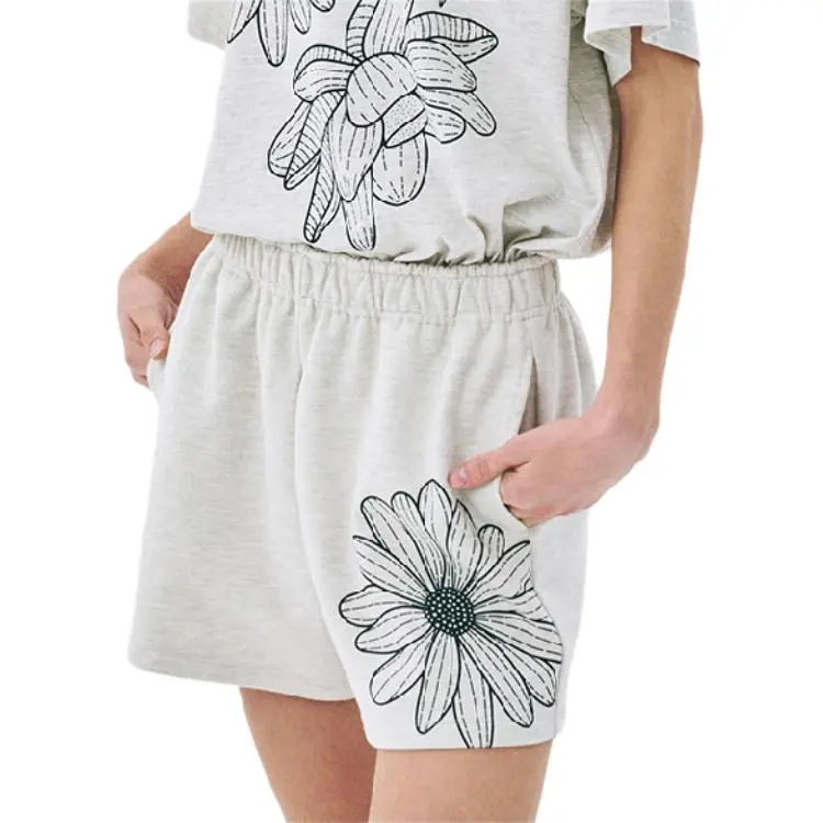 MARDI MERCREDI SS25 SWEAT SHORTS FLOWER_OATMEAL BLACK Casual Shorts Korean Style Women's Oat Black-4