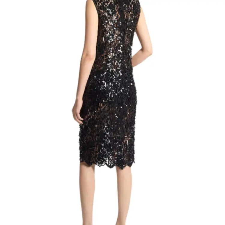 MICHAEL KORS Hand-Embroidered Sequin Floral Lace Sheath Dress-3
