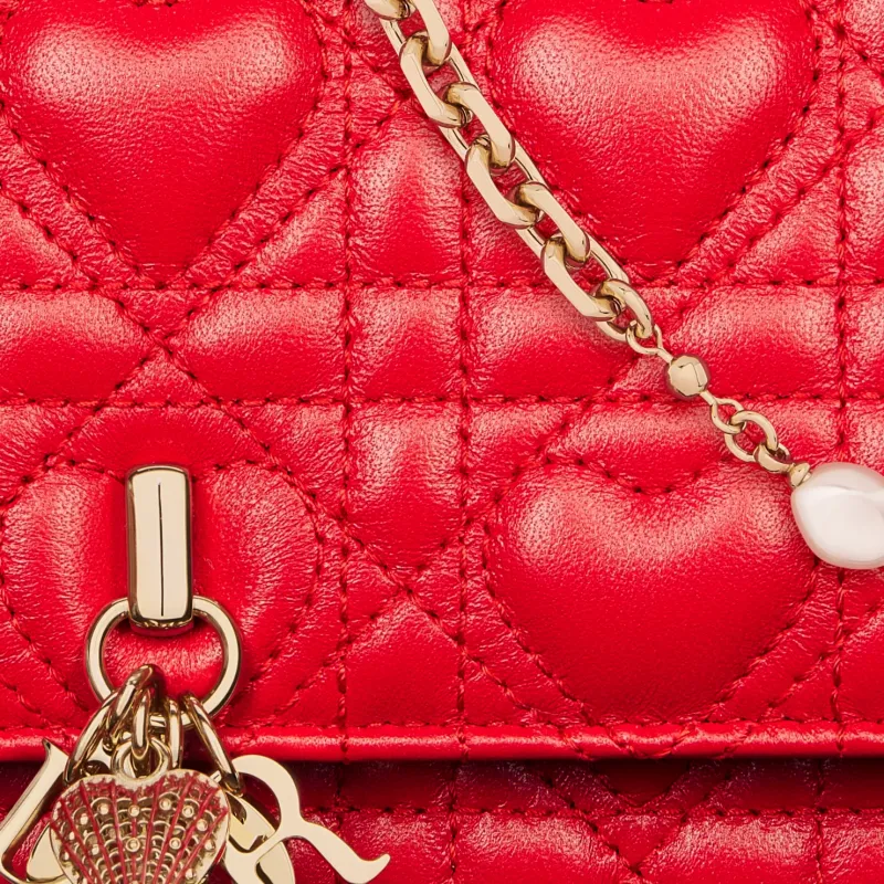 DIOR My Dior Sheepskin Shoulder Bag, Crossbody Bag, Handbag Mini Women's Red-5