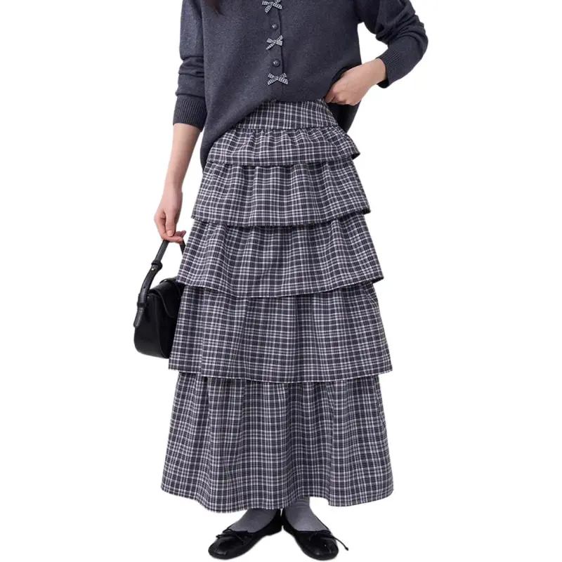 HTMEME Casual Long Skirts Women's Black-3
