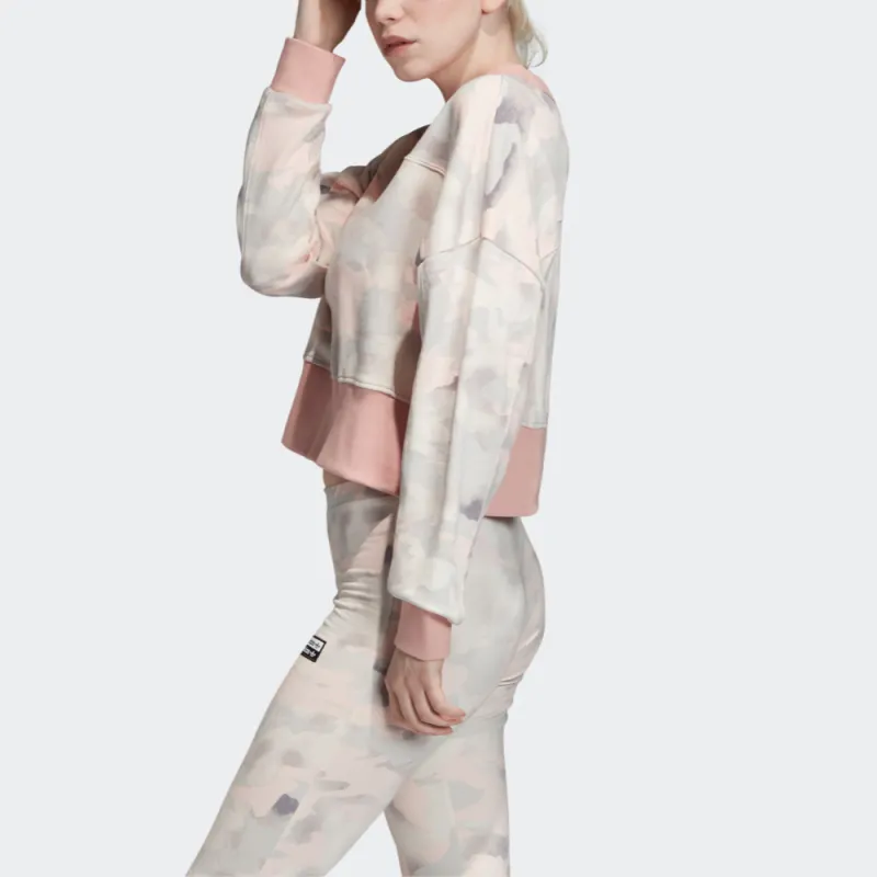 Adidas Originals Clover Series Outfit Sweatshirt Women's Pink White/Ash Gray/Light Gray Desert Pink-5