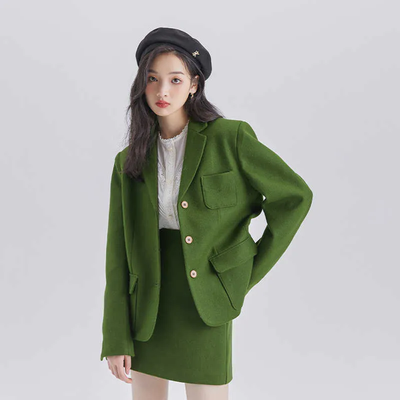 DEAR DEER PUFF Business Suit Women's Green-4