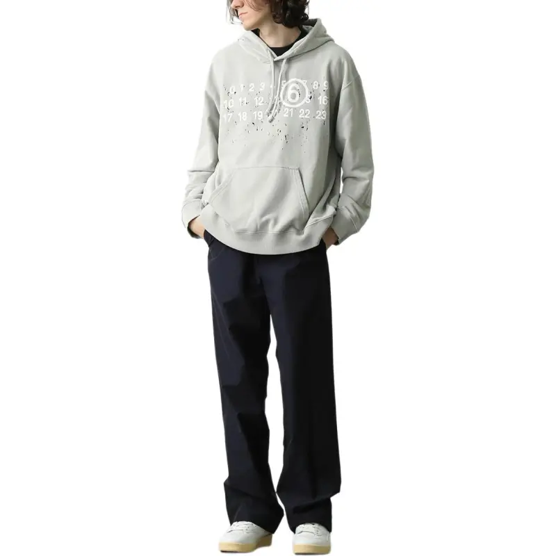 MM6 Maison Margiela Logo Printed Drawstring Hoodie-3