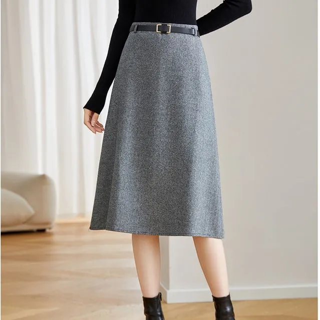 Still Quiet Casual Long Skirt Women's Coffee-5