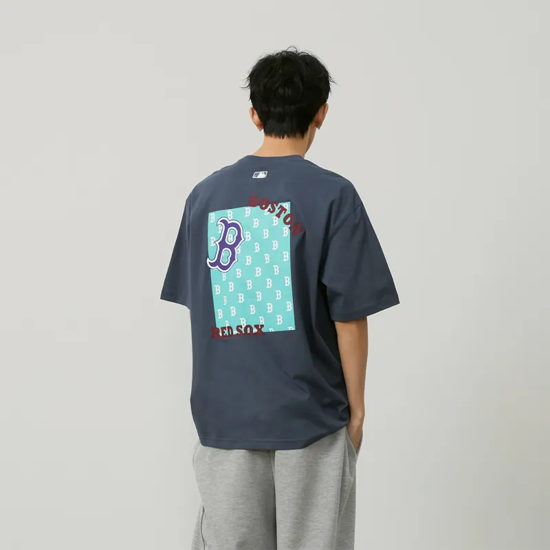 MLB MONOGRAM Reading Collection SS24 Set in Sleeve T Shirt Unisex Dark Gray-3