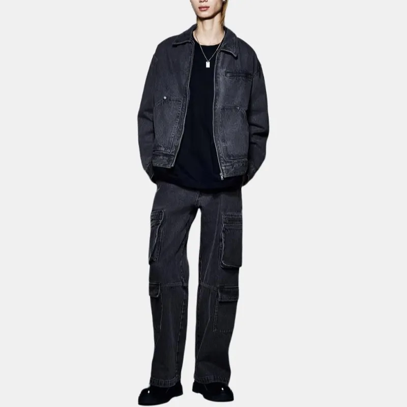 H&M Denim Jacket Men's Dark Denim Gray-1