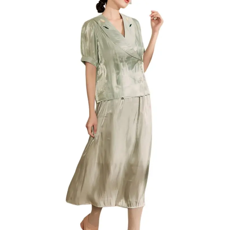 QIAOYUHUAZUN Shirt Women's Green-4