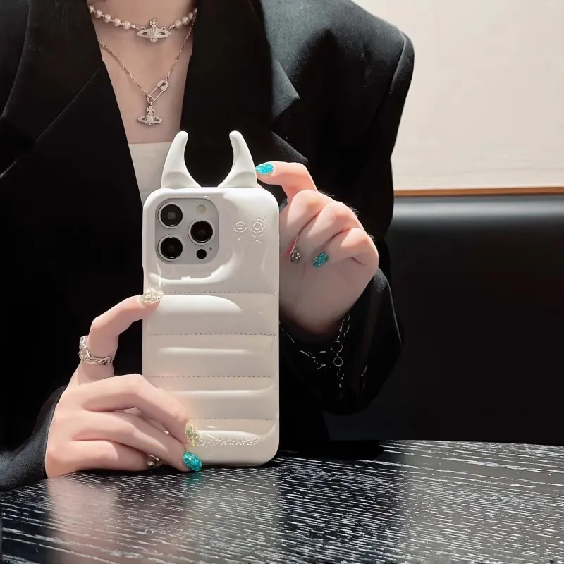 Wei Xin Leather Material Demon Antenna Leather Phone Cases Compatible With IPhone 16/15 Pro Max/Apple 13/14 Pro/Max-3