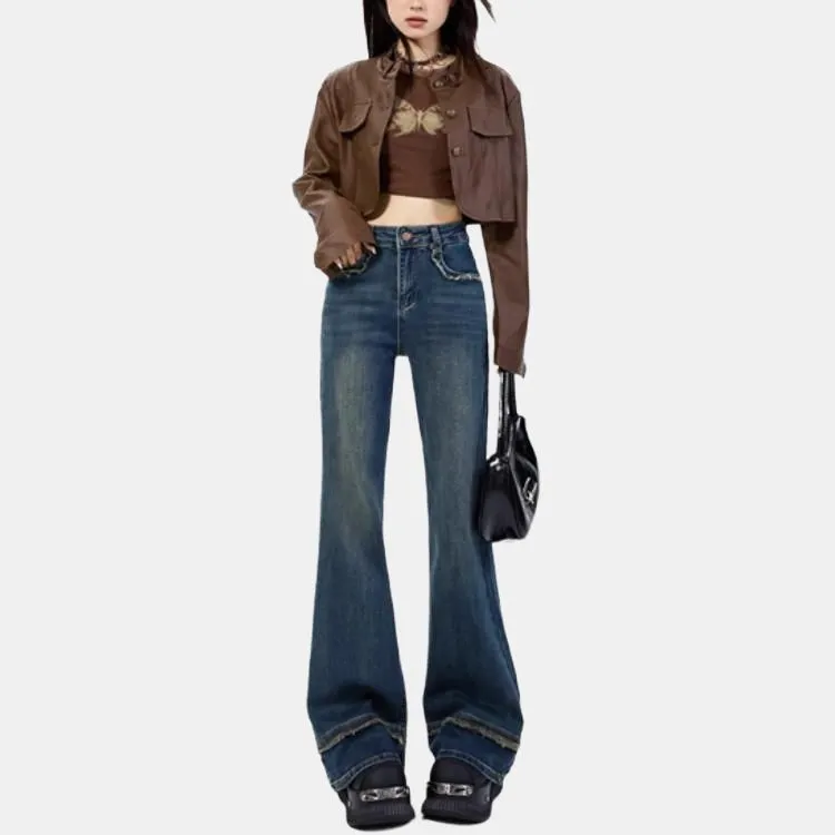 YINLEI Jeans Women's Vintage Blue-5