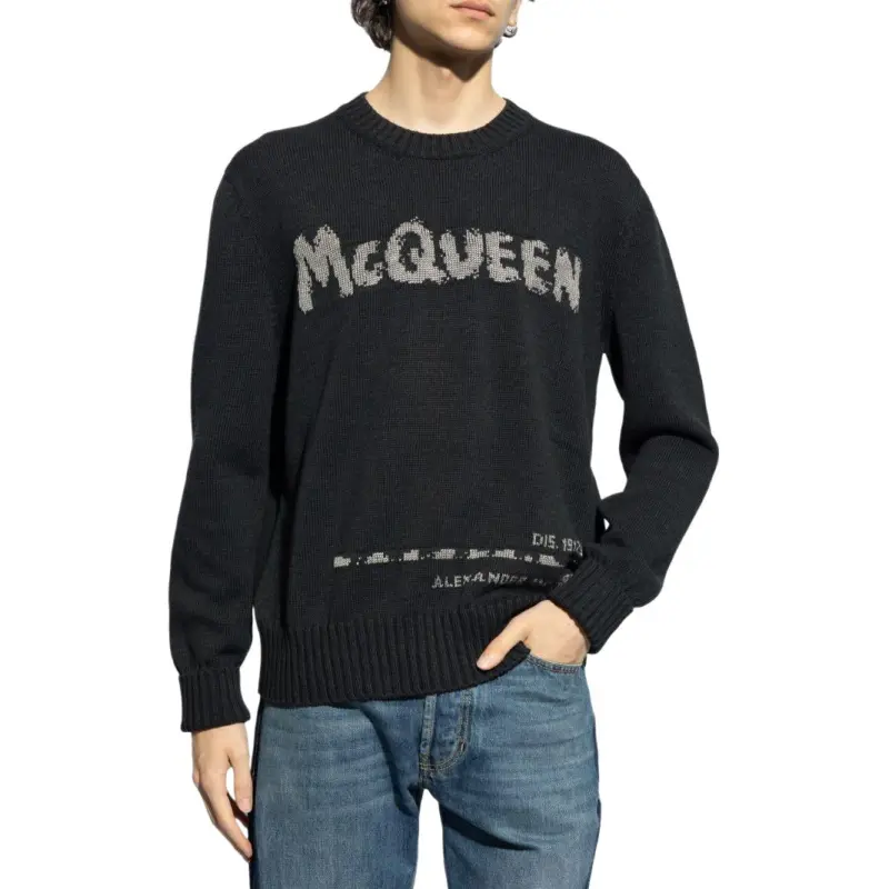 Alexander McQueen Logo Intarsia Knit Crewneck Jumper-2