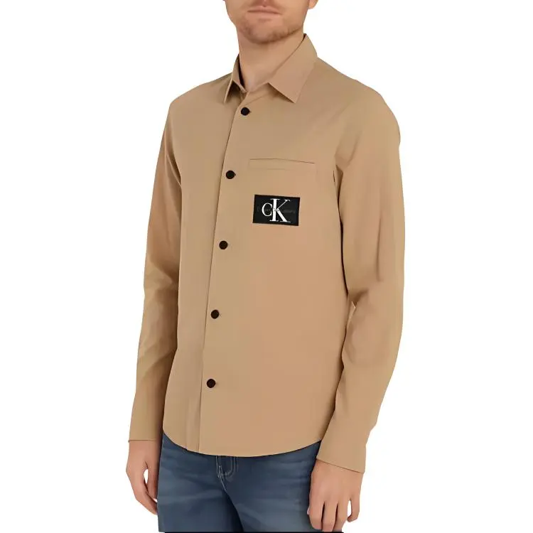 Calvin Klein Logo patch Textured cotton Shirt-2