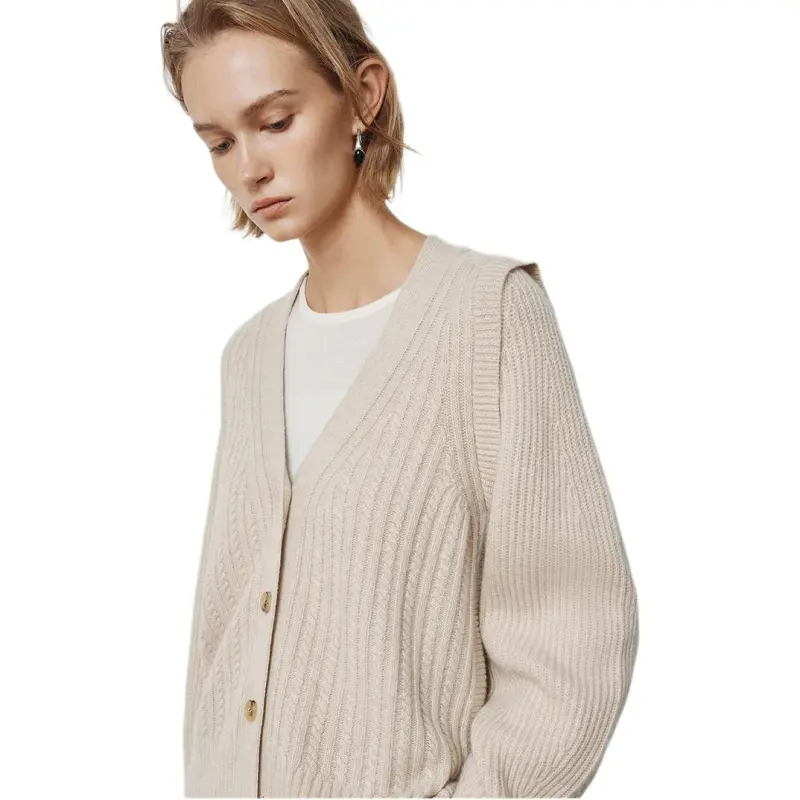 YANGZHIDAO Sweater Women's Oat Gray Camel-2