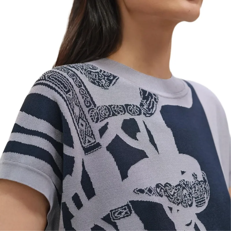 HERMES T Shirt Women's Blue Black-2