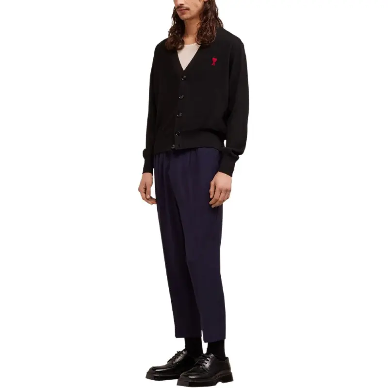Ami Paris Logo embroidered Wool Cardigan-3