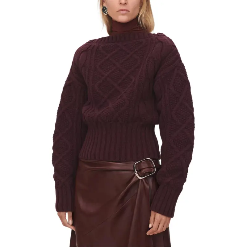 ZARA Sweater Women's Burgundy Red-2