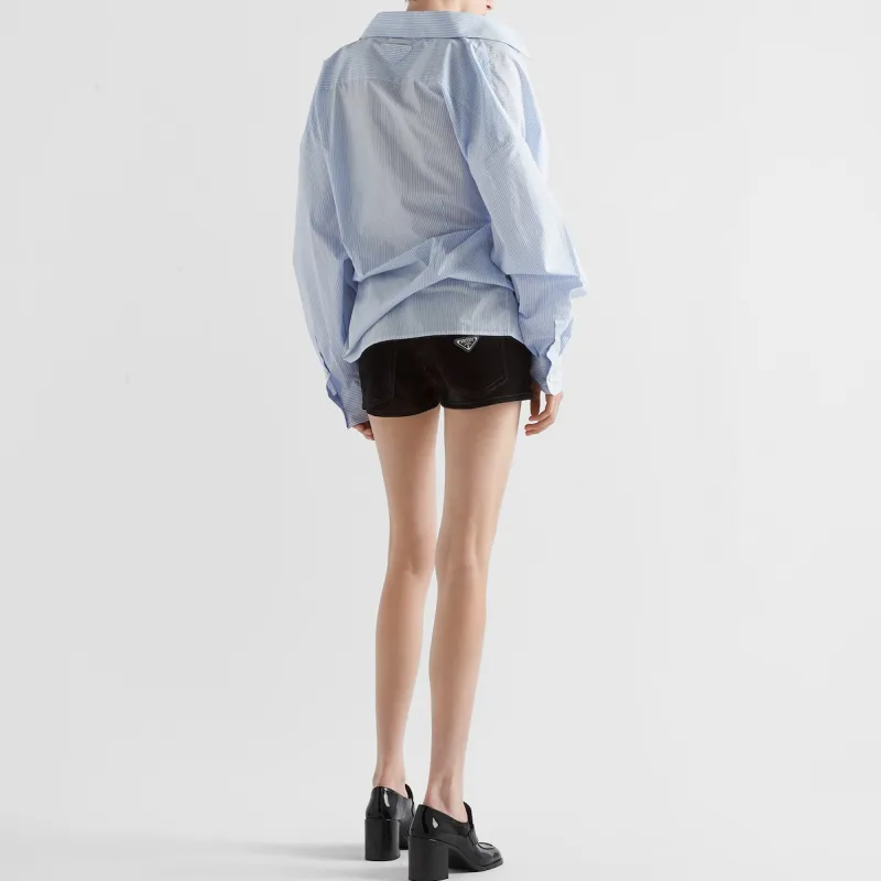 PRADA Logo plaque Denim Shorts-2