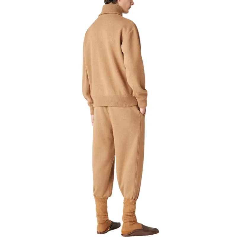 Loro Piana Knitted Sports Pants Men's Light Brown-3