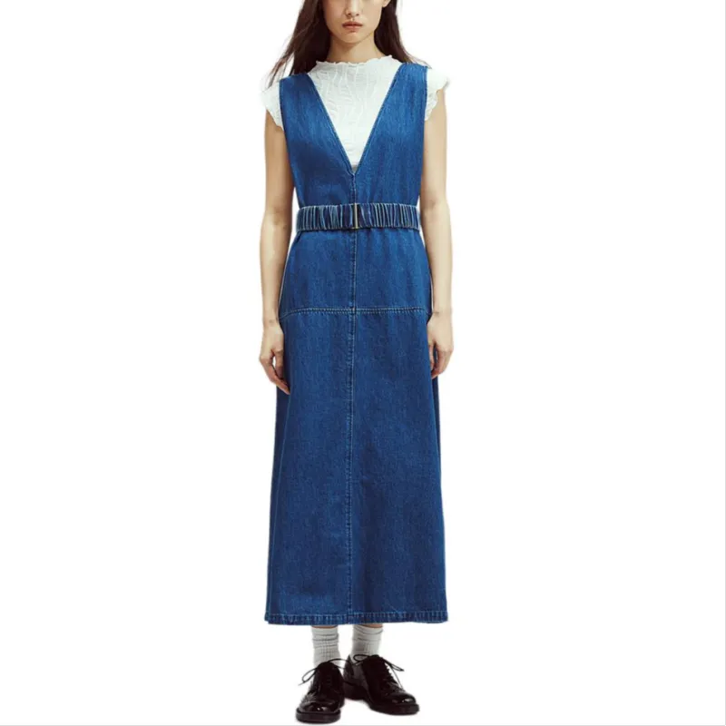H&M Sleeveless Dress Women's Dark Denim Blue-2