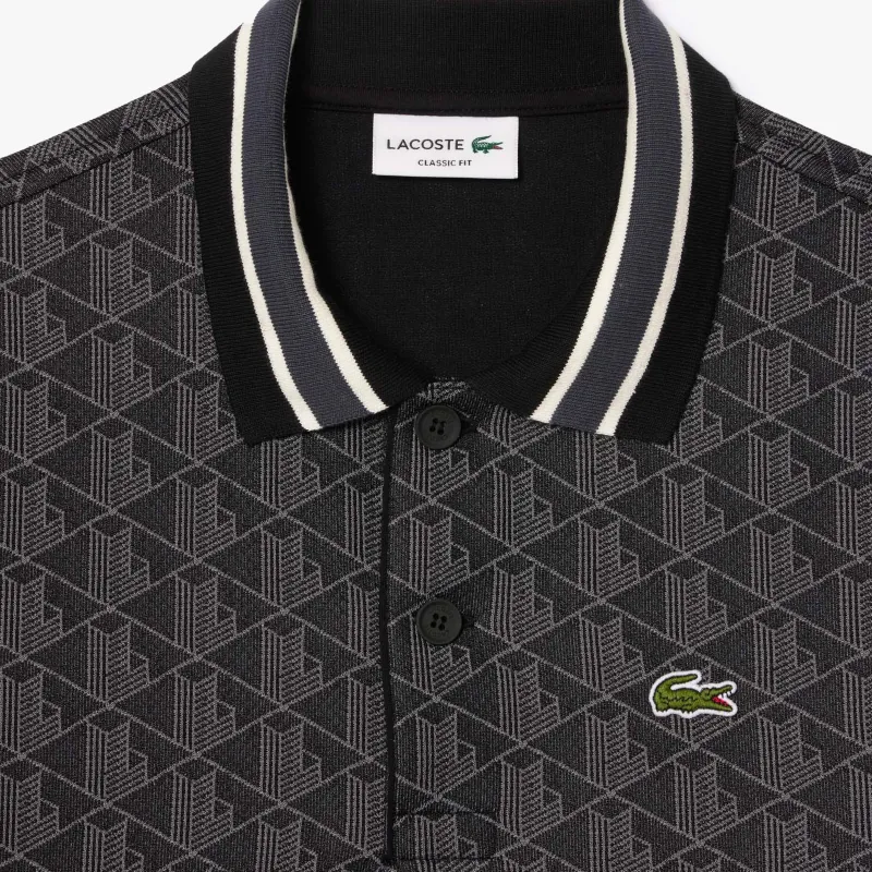 LACOSTE Classic Fit Monogram Jacquard Polo Shirt-3