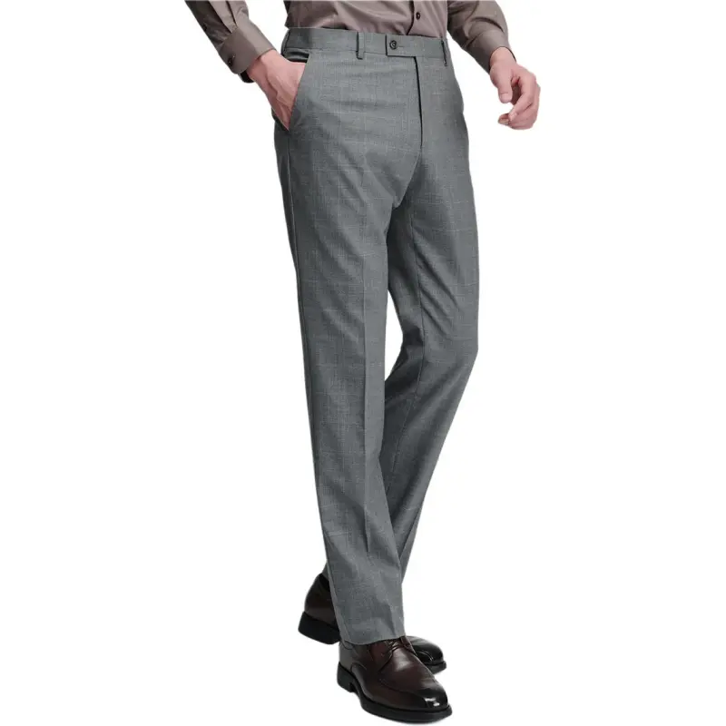 SAINT ANGELO Suit Trouser Men's Gray Base With White Blue Double Line Clear Plaid-1