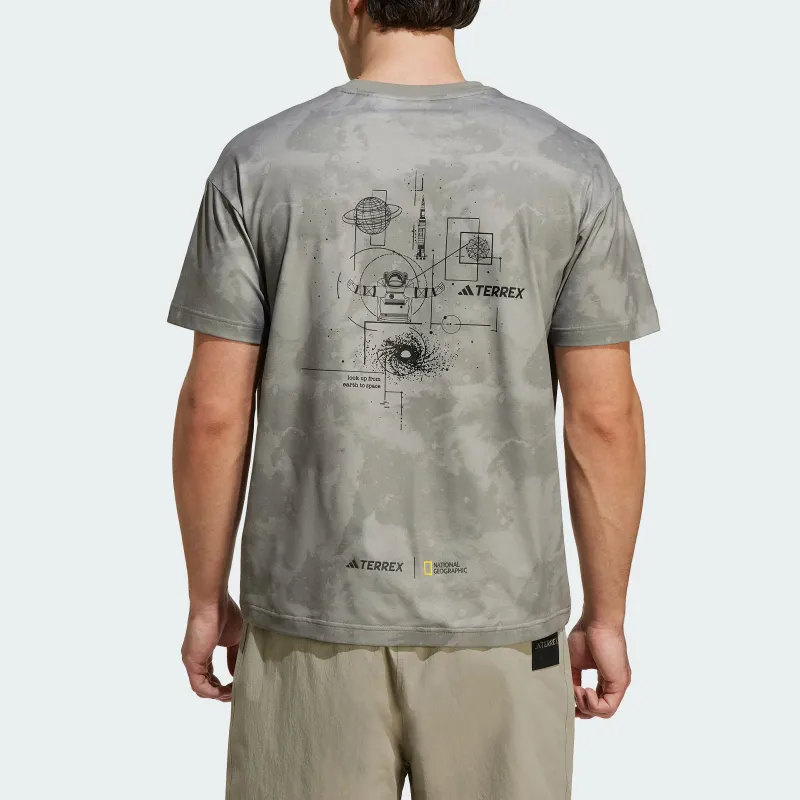 Adidas x National Geographic DisneyAEROREADY T Shirt Unisex Light Sesame Gray Umber-1