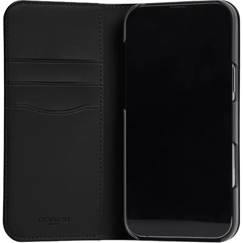 COACH Coated Canvas Material 3 Card Slots Phone Cases Compatibility With IPhone 16 Business Formal-2