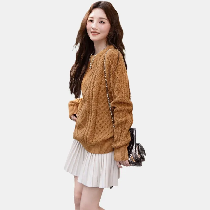 Tonlion Knitwear Women's Familiar Brown-2