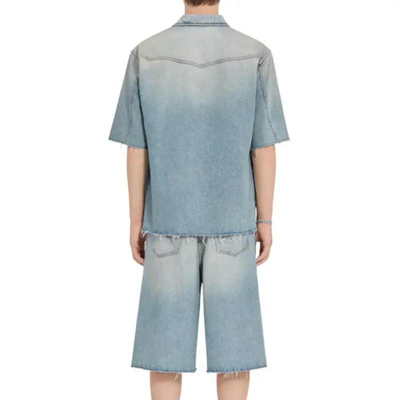 MM6 Maison Margiela Short Sleeved Denim Shirt-3