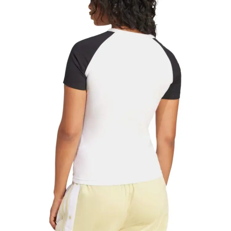 Adidas Originals Women's Adicolor 3 Stripes Raglan Slim T Shirt White/Black-1