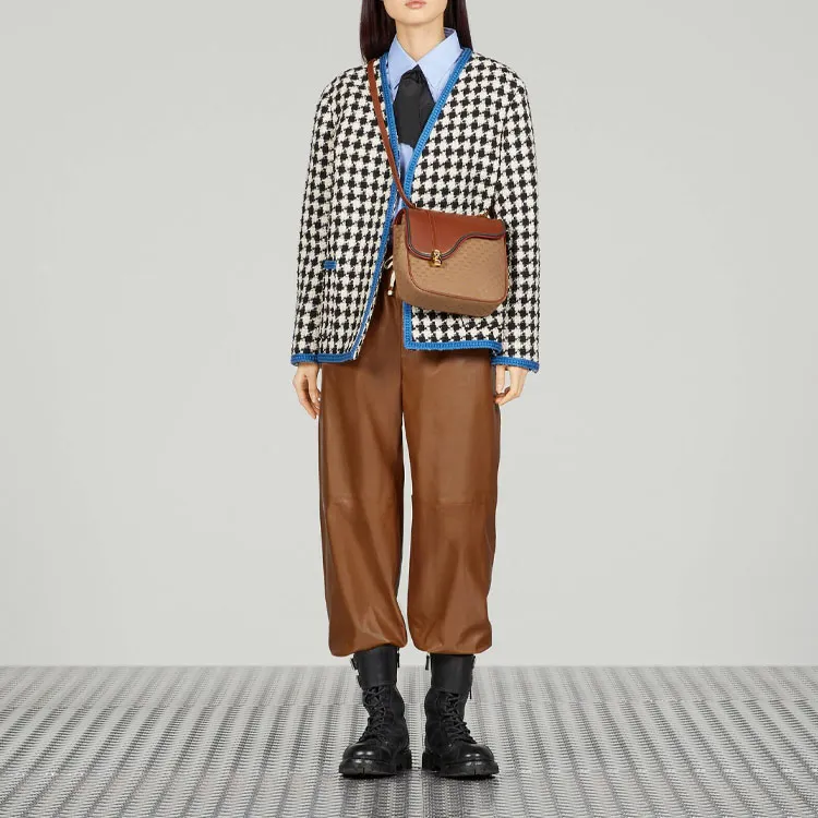 GUCCI Gingham Long-Sleeved Tweed Jacket-1
