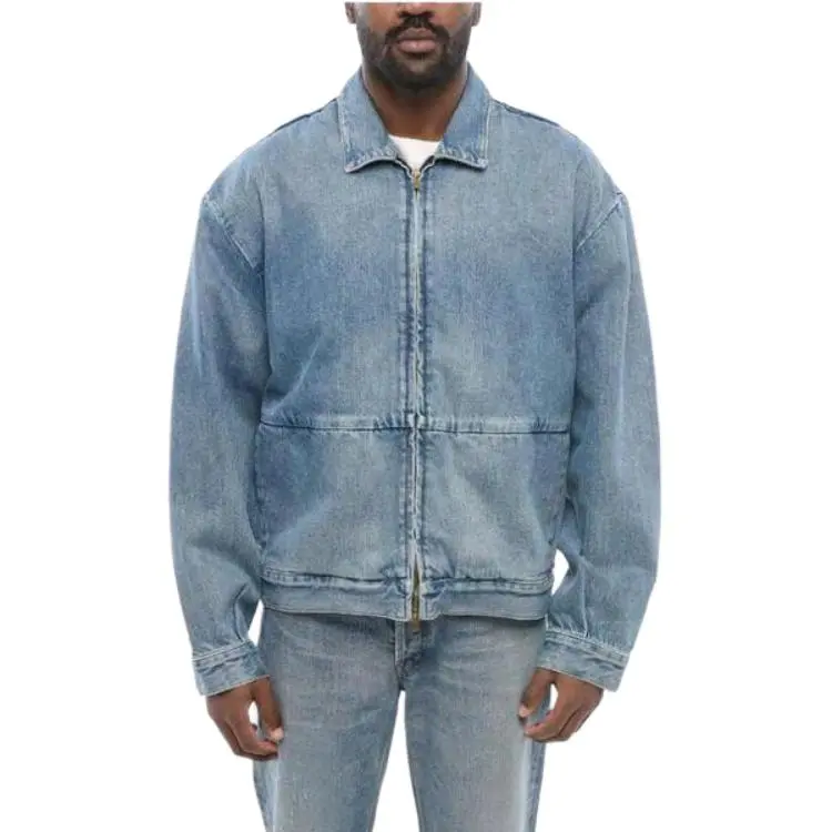 Fear Of God Drop Shoulder Zipped Denim Jacket-3