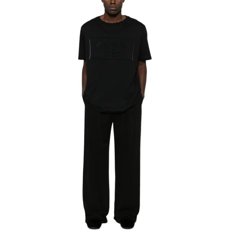 BALMAIN Flocked logo T shirt-1