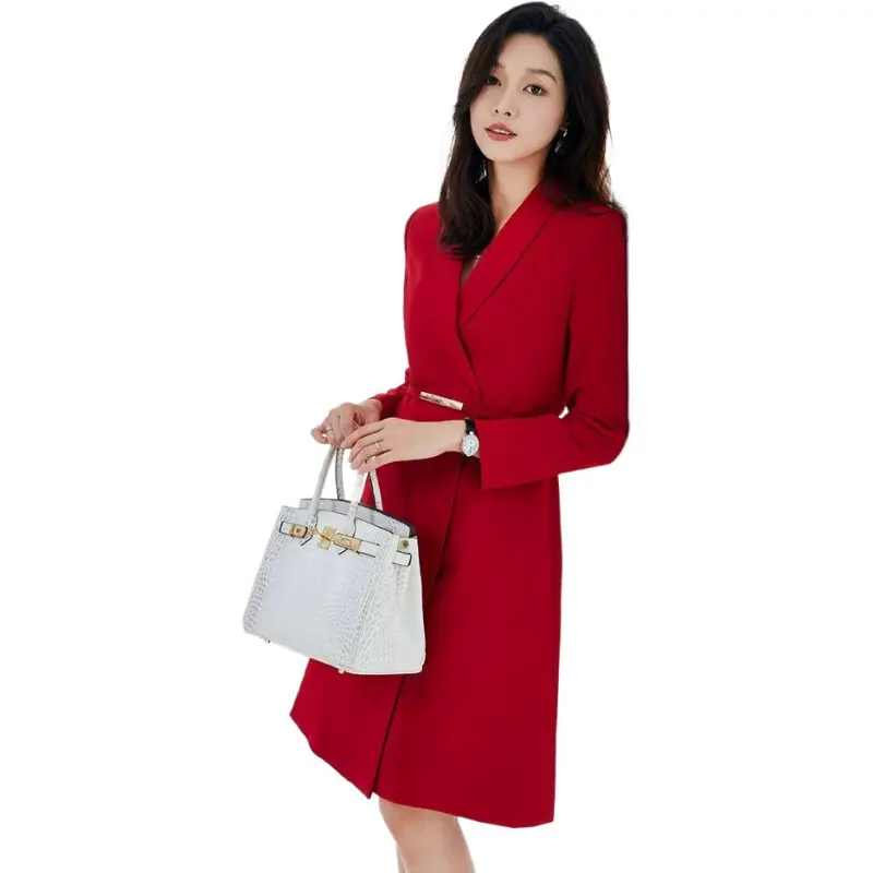 ONE SHALLOW Long Sleeved Dresses Women's Red-3