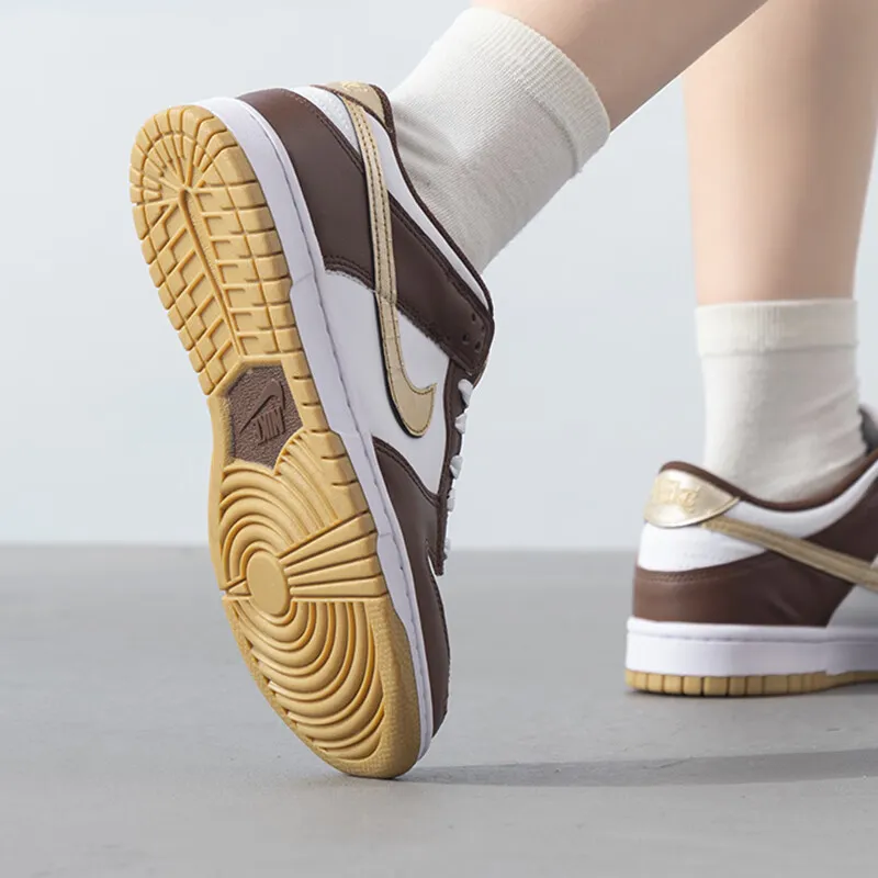Nike Dunk Anti Slip Wear Resistant Low Top Kids' Skateboarding Shoes Umber Yellow White Unisex-2