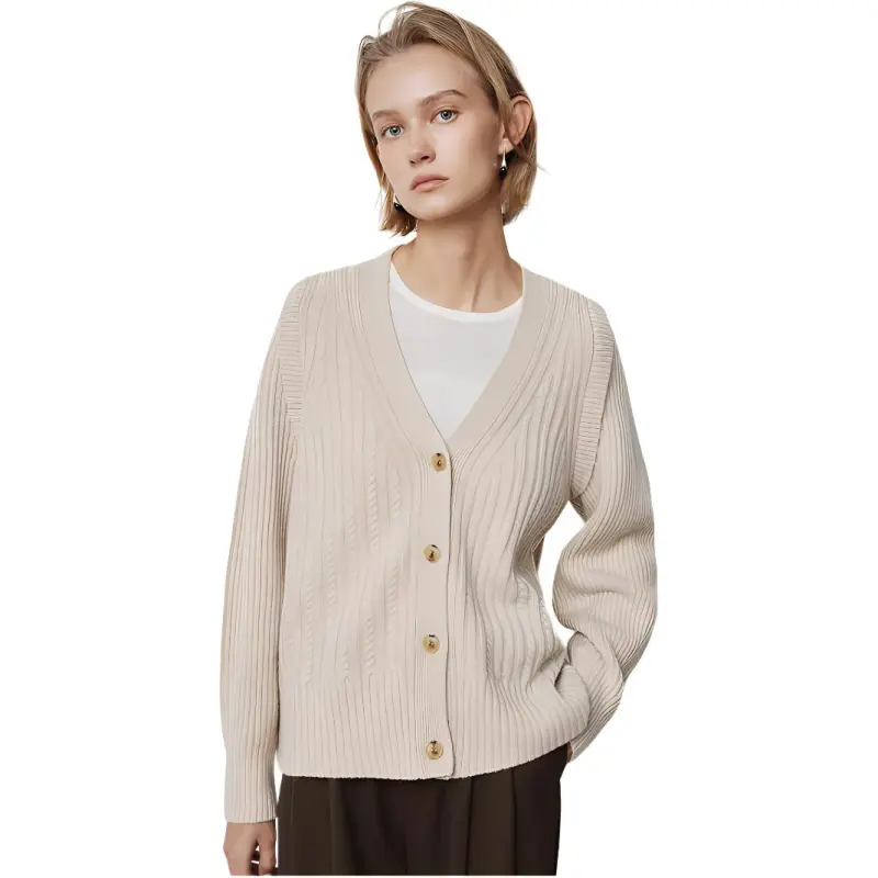 YANGZHIDAO Sweater Women's Oat Gray Camel-5